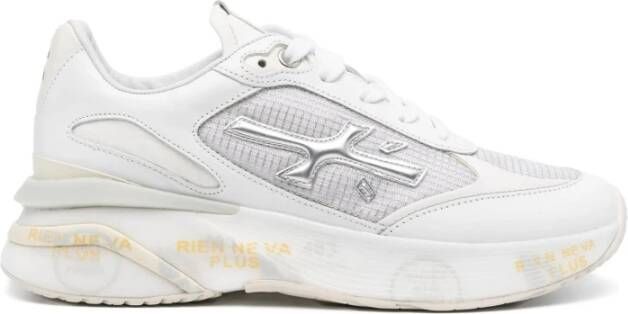 Premiata Witte Sneakers Ronde Neus Logo Patch White Dames