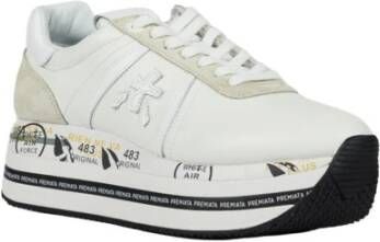 Premiata Witte Leren Sneakers Beth Bianca Grigia Multicolor Dames