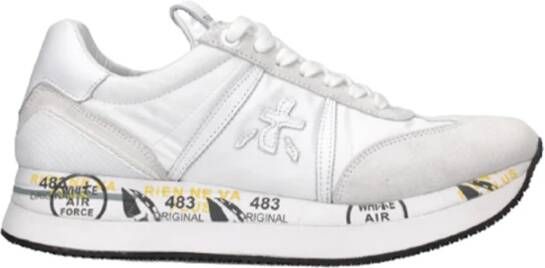 Premiata Conny 5617 Witte Leren en Stoffen Sneakers White