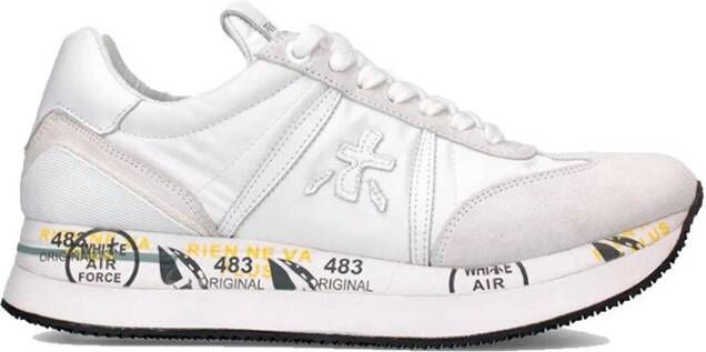 Premiata Conny 5617 Witte Leren en Stoffen Sneakers White