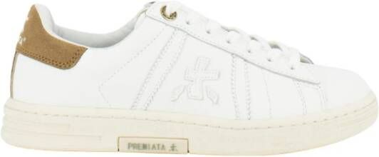 Premiata Witte Beige Leren Sneakers White