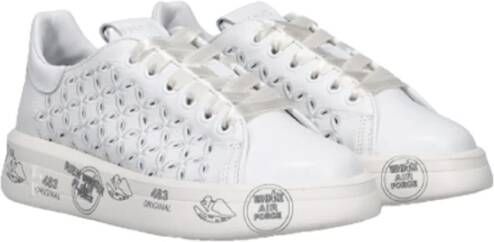 Premiata Belle 6283 Witte Leren Sneakers met Intricate Geperforeerde Borduursels White Dames
