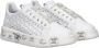Premiata Witte Leren Veterschoenen met Geborduurde Details White Dames - Thumbnail 6