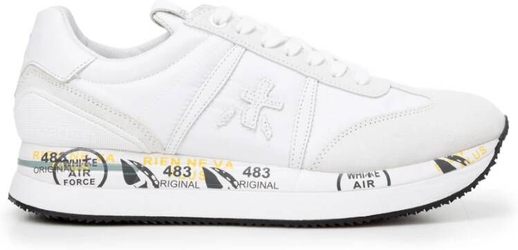 Premiata Conny 5617 Witte Leren en Stoffen Sneakers White