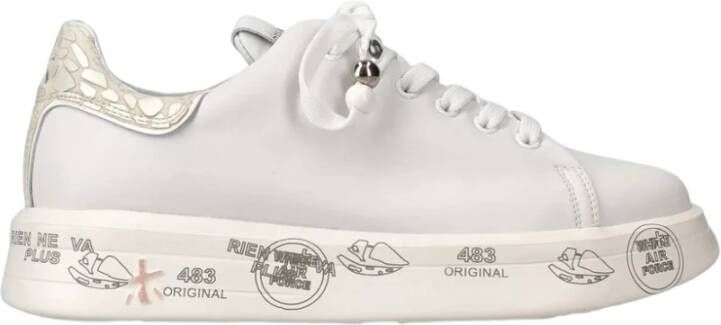 Premiata Lichtgewicht witte sneakers met gevlekte hak White Dames