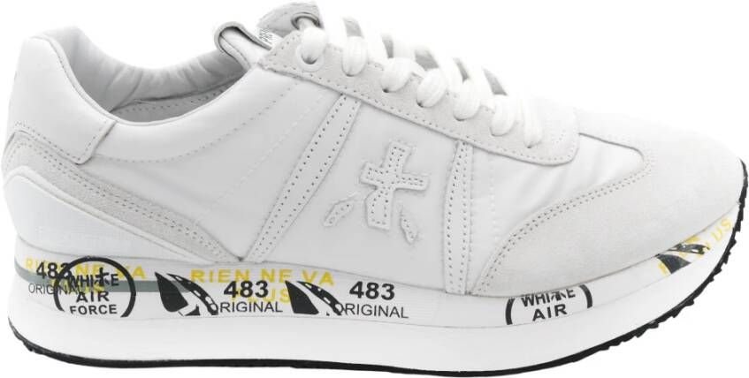 Premiata Conny 5617 Witte Leren en Stoffen Sneakers White