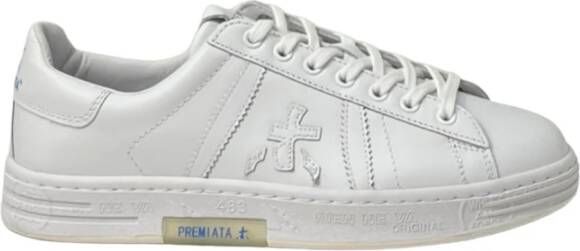 Premiata Witte leren sneakers met verwijderbare binnenzool White Heren