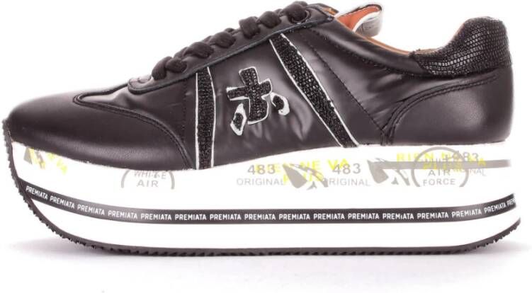 Premiata Chunky Leren Sneaker met Klassieke Prints Black Dames - Foto 6