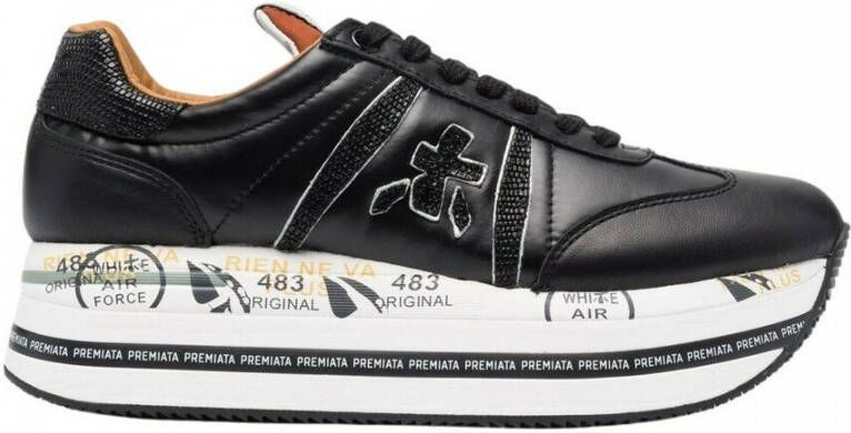 Premiata Chunky Leren Sneaker met Klassieke Prints Black Dames - Foto 8