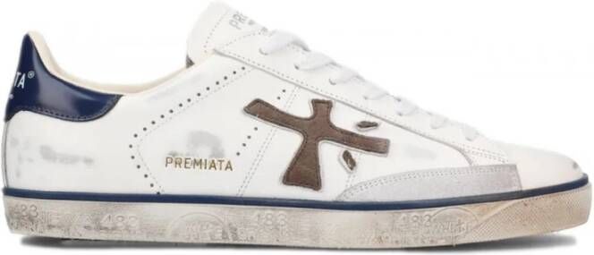 Premiata Vintage Leren Sneakers met Logo Detail White Heren