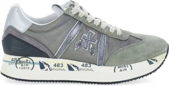 Premiata Groene platte schoenen Suède Stof Rubber Green Dames