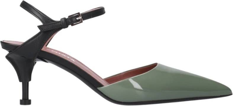 Premiata Tweekleurige Salie Patent en Zwarte Kalveren Muiltjes
