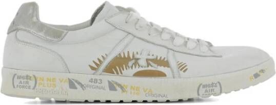 Premiata Verhoogde leren sneakers met gouden details White Dames