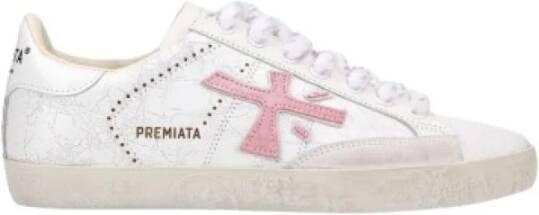 Premiata Vintage Leather Lace-Up Sneakers Steven White Dames