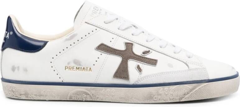 Premiata Vintage Leren Sneakers met Logo Detail White Heren