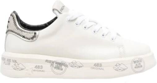 Premiata Witte Glitter Sneakers van Leer White Dames