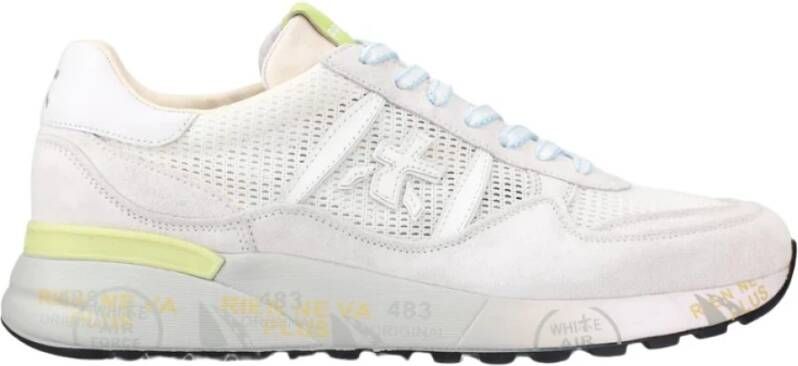 Premiata Witte Landeck Sneakers met Gele Accenten White Heren