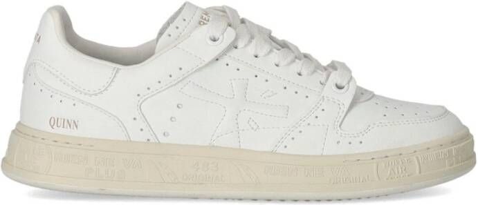 Premiata Witte leren sneaker met gestikt logo