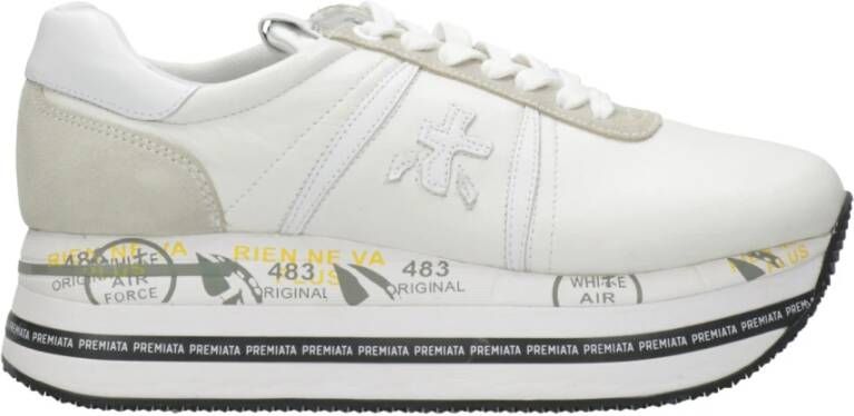 Premiata Witte Leren Sneakers Beth Bianca Grigia Multicolor Dames