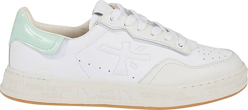 Premiata Witte leren sneakers met lila accenten Green Dames