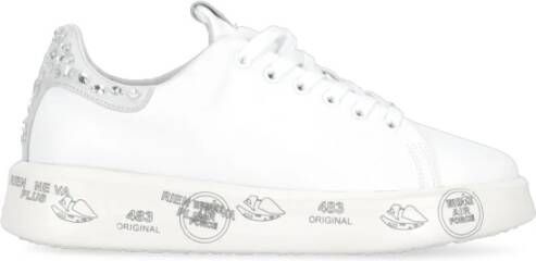 Premiata Witte Leren Sneakers met Strass Detail White Dames