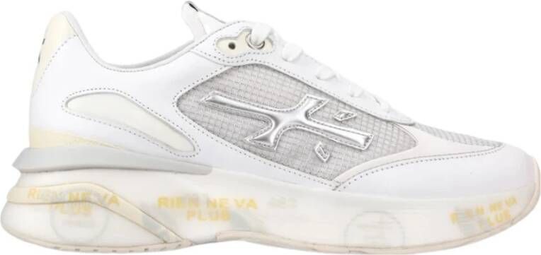 Premiata Witte Sneakers Ronde Neus Logo Patch White Dames