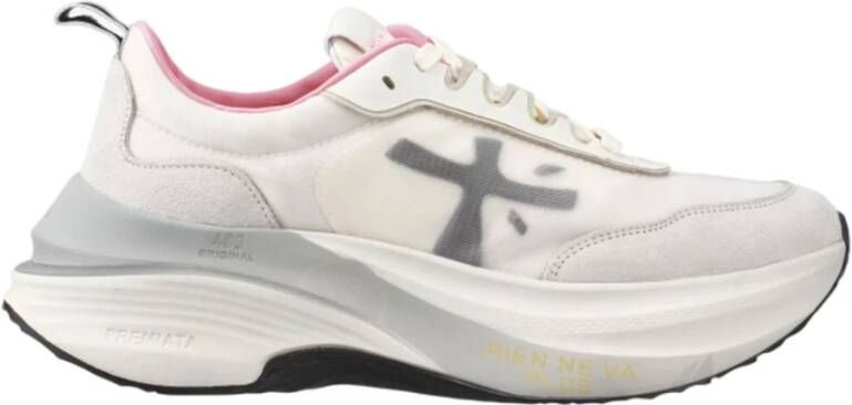Premiata Witte Logo Sneakers Verhoogde Zool