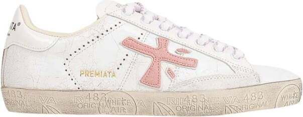 Premiata Witte Sneakers met Roze Details Multicolor Dames