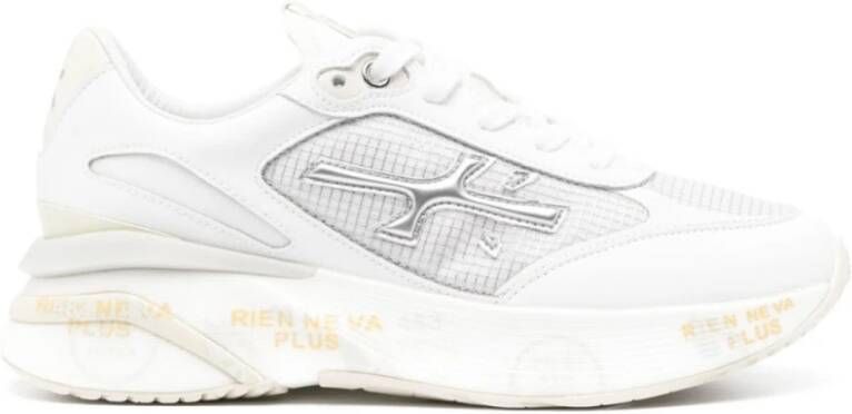 Premiata Witte Sneakers Ronde Neus Logo Patch White Dames