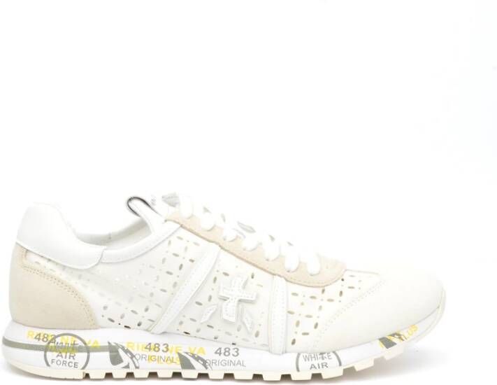 Premiata Witte Sneakers van Suède en Stof White Dames