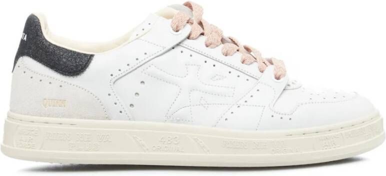 Premiata Logo Sneakers met Suède Bovenwerk en Rubberen Zool White Dames