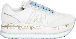 Premiata Witte Suède en Stoffen Sneakers met 50mm Platform Wit Dames