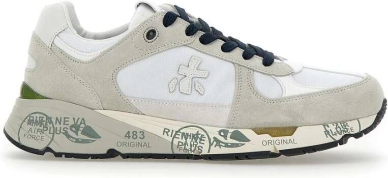 Premiata Witte Suède Sneakers met Nylon Inzetstukken