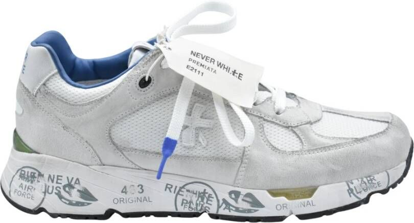 Premiata Witte Veterschoenen Vintage Stijl