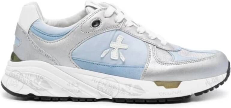 Premiata Zilveren Leren en Technische Stof Sneakers Gray Dames