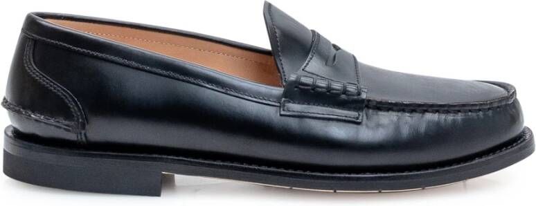 Premiata Zwarte leren loafers met zichtbare naden