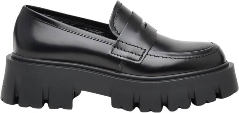 Premiata Zwarte leren mocassin met rubberen zool Black Dames