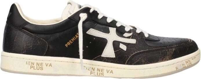 Premiata Zwarte leren sneakers met rubberen zool
