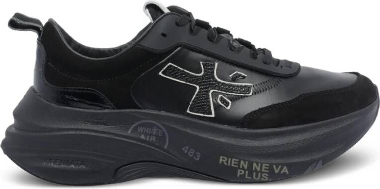 Premiata Zwarte Leren Sneakers Rubberen Zool