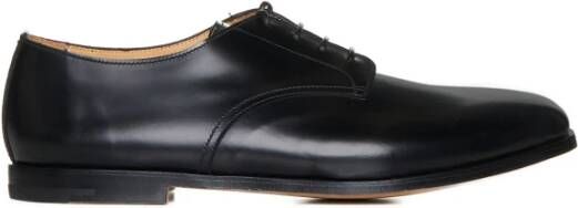 Premiata Zwarte platte schoenen amandel teen vetersluiting Black Heren