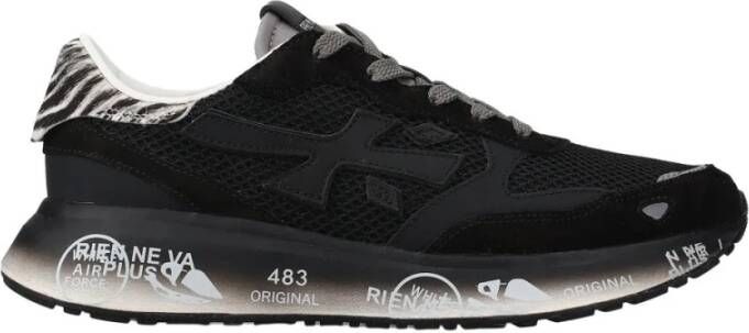 Premiata Zwarte suède Lauryn sneakers met zebradetail