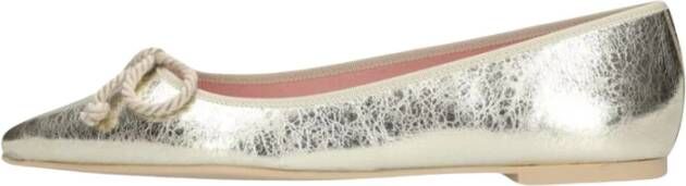 Pretty Ballerinas Gouden Leren Puntige Ballerina Schoenen Yellow Dames
