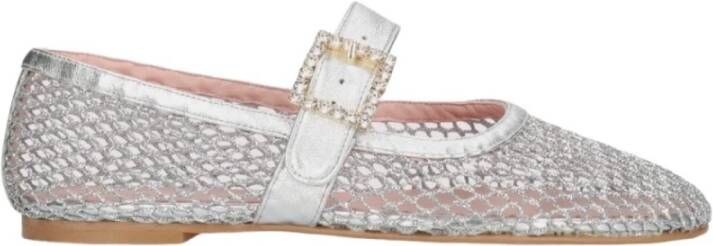 Pretty Ballerinas Zilveren Mesh Ballerina`s