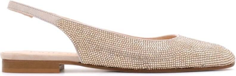 Prosperine Gouden platte schoenen met microrhinestones Beige Dames