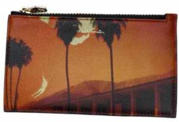 PS By Paul Smith Portemonnee met palmboomprint van leer