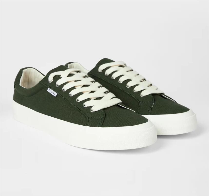 PS By Paul Smith Groene Canvas Lage Top Veterschoenen