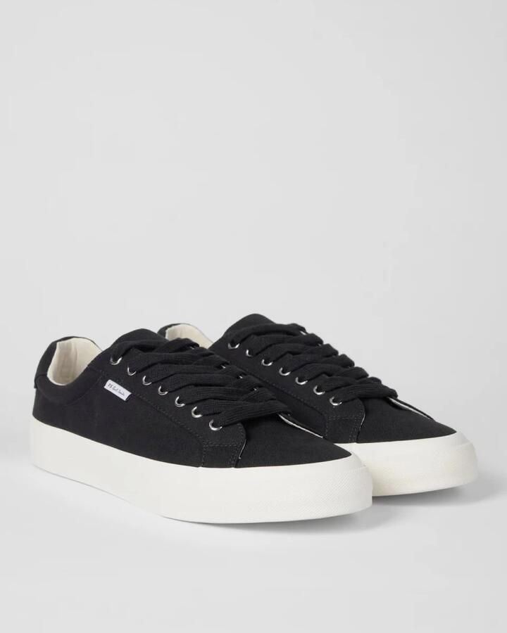 PS By Paul Smith Zwarte Canvas Lage Top Veterschoenen