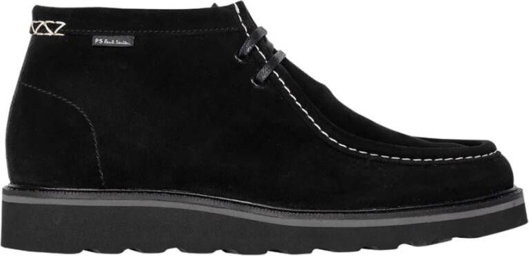 PS By Paul Smith Zwarte Suède Veterschoenen