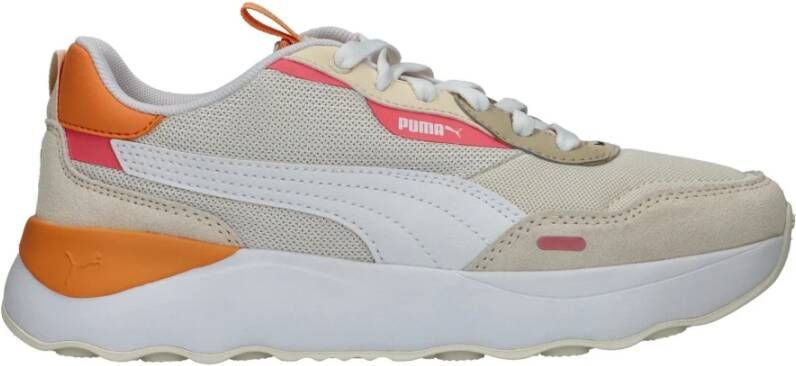 Puma Beige Runtamed Platform Sneaker met Roze en Oranje Accents Multicolor Heren
