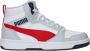 Puma Rebound v6 Mid V6 Mid sneakers lichtgrijs donkerblauw rood Jongens Meisjes Imitatieleer 39 - Thumbnail 3
